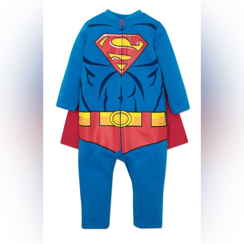 Superman Baby Boys Costume Cape Coverall 12 Months -Warner Comics